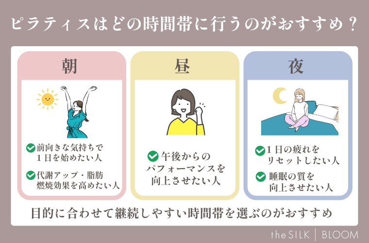ピラティスはどの時間帯に行うのがおすすめ?